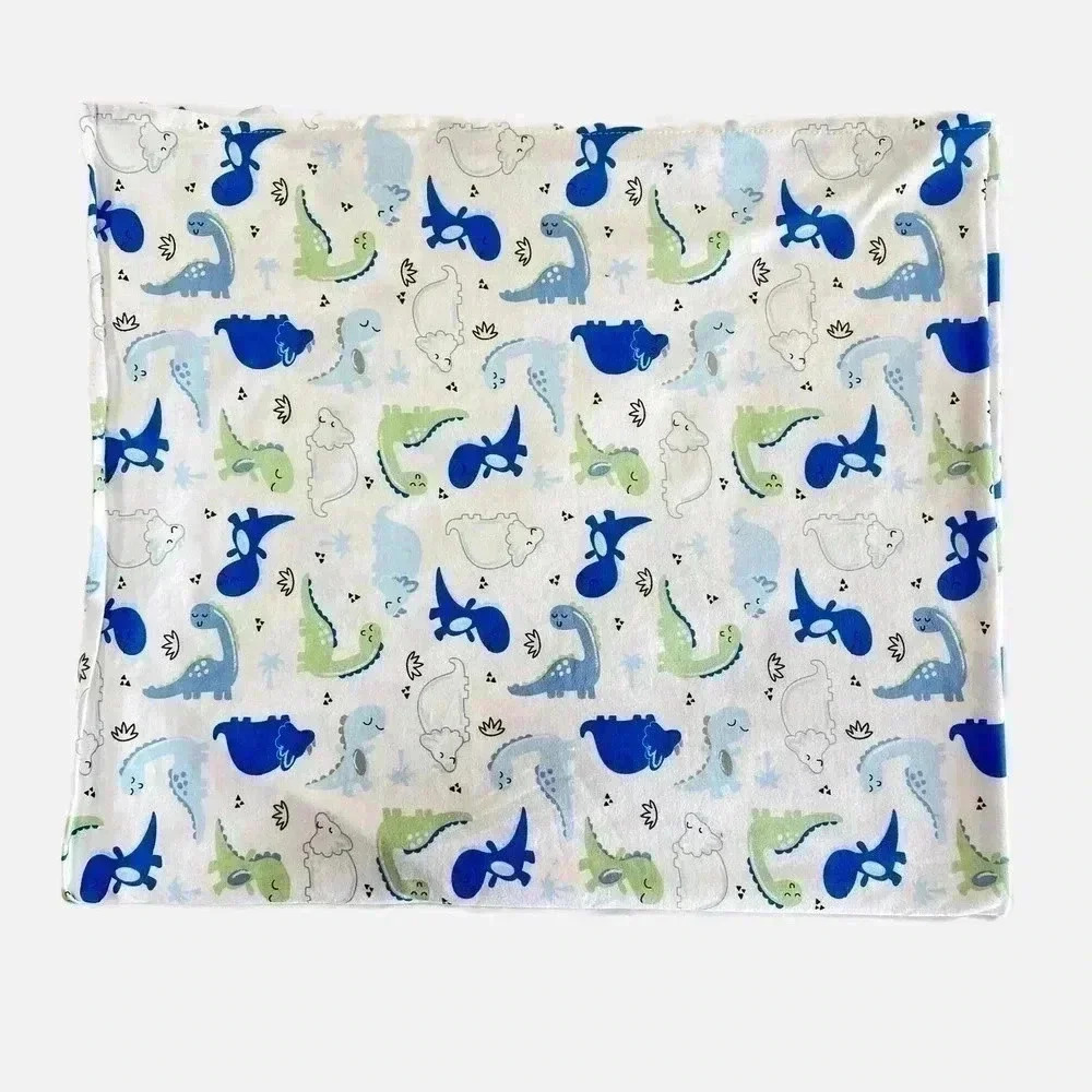 Baby Essentials Dinosaur Baby Blanket Cotton Swaddle Blue Green
